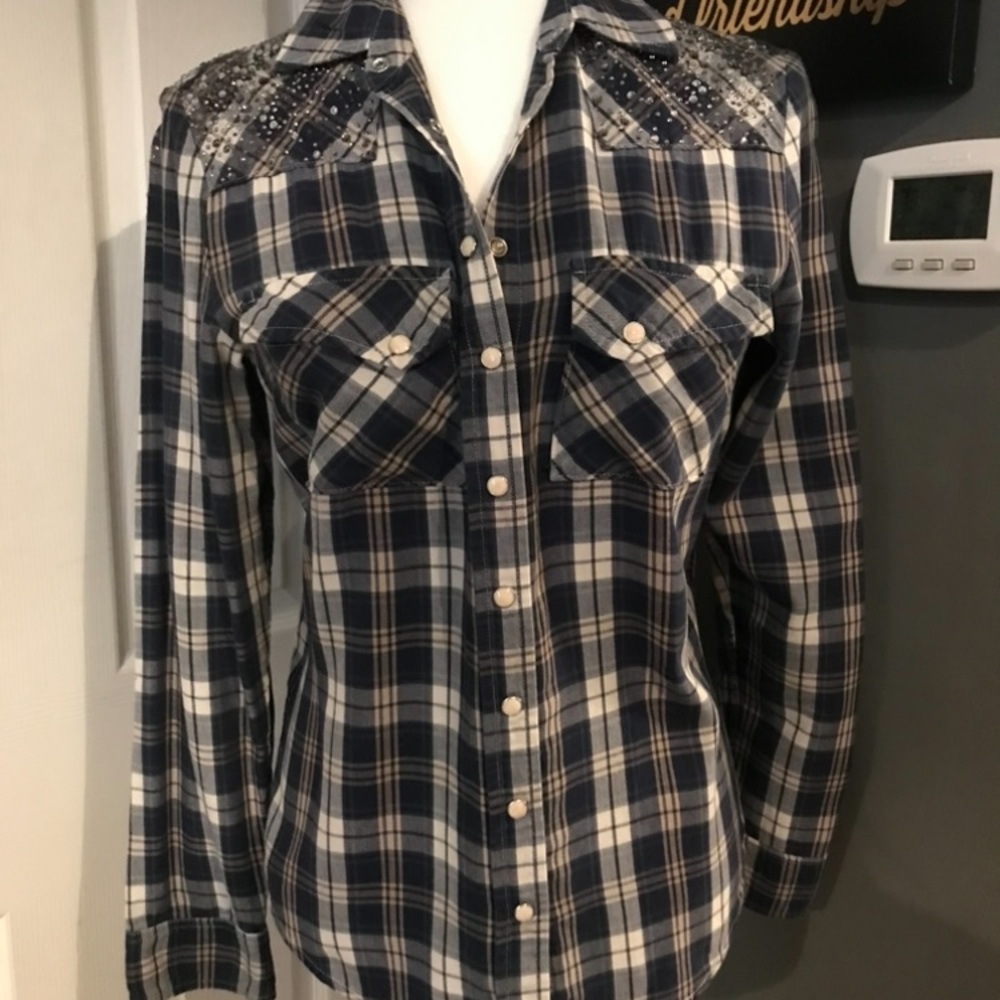 Haute Hippie Western Shirt with Crystal Accents